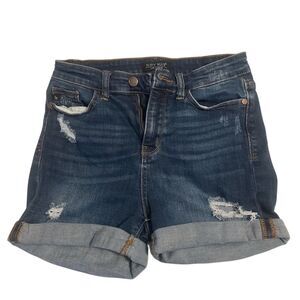Judy Blue Women's High Rise Ripped Denim Shorts Size M Blue Casual